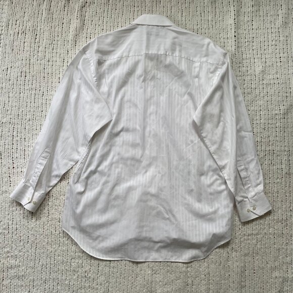 Men's Christian Dior White Striped Button Down Shirt - Size 17 - Picture 2 of 4